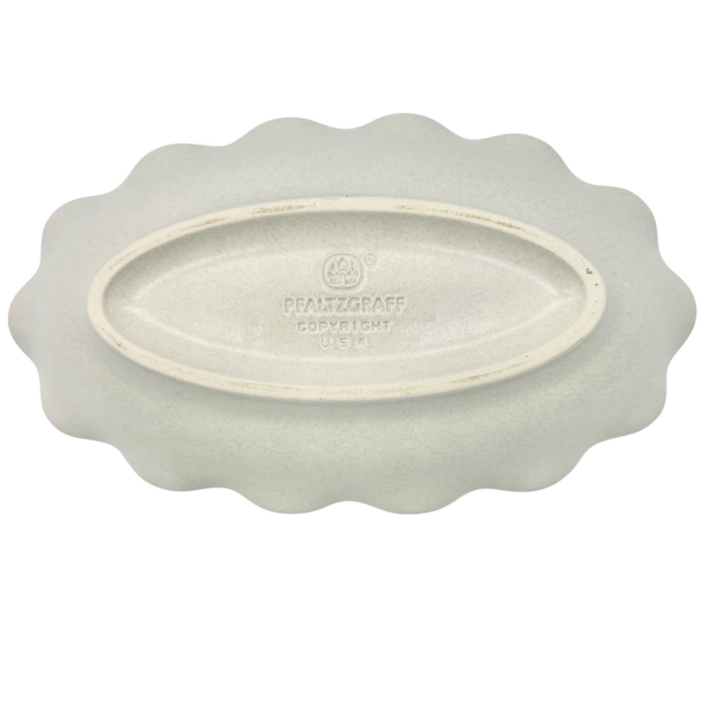 Pfaltzgraff Oval Scalloped Ceramic Bowls Set Of 4 Stone Blue Floral and Trim 9x5