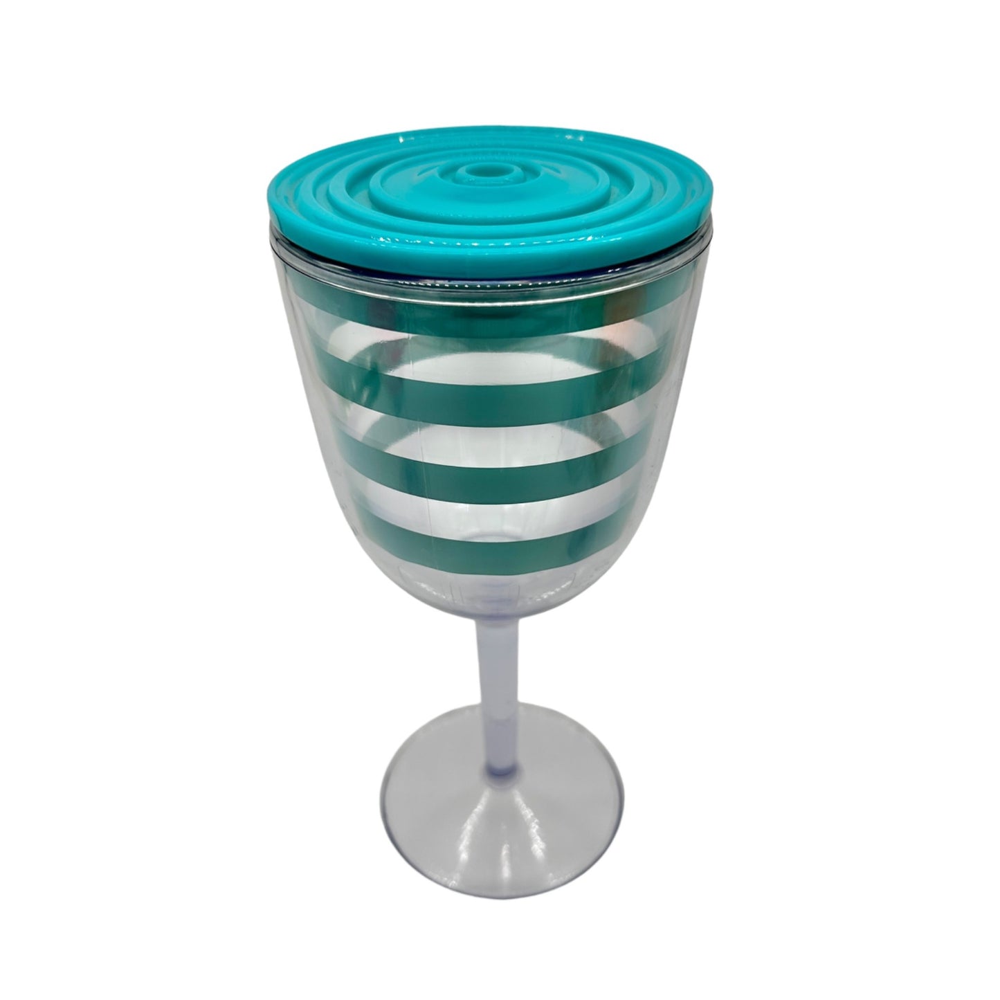 Plastic Wine Glasses with Lids Set of 4 Multicolor Striped & Chevron Designs