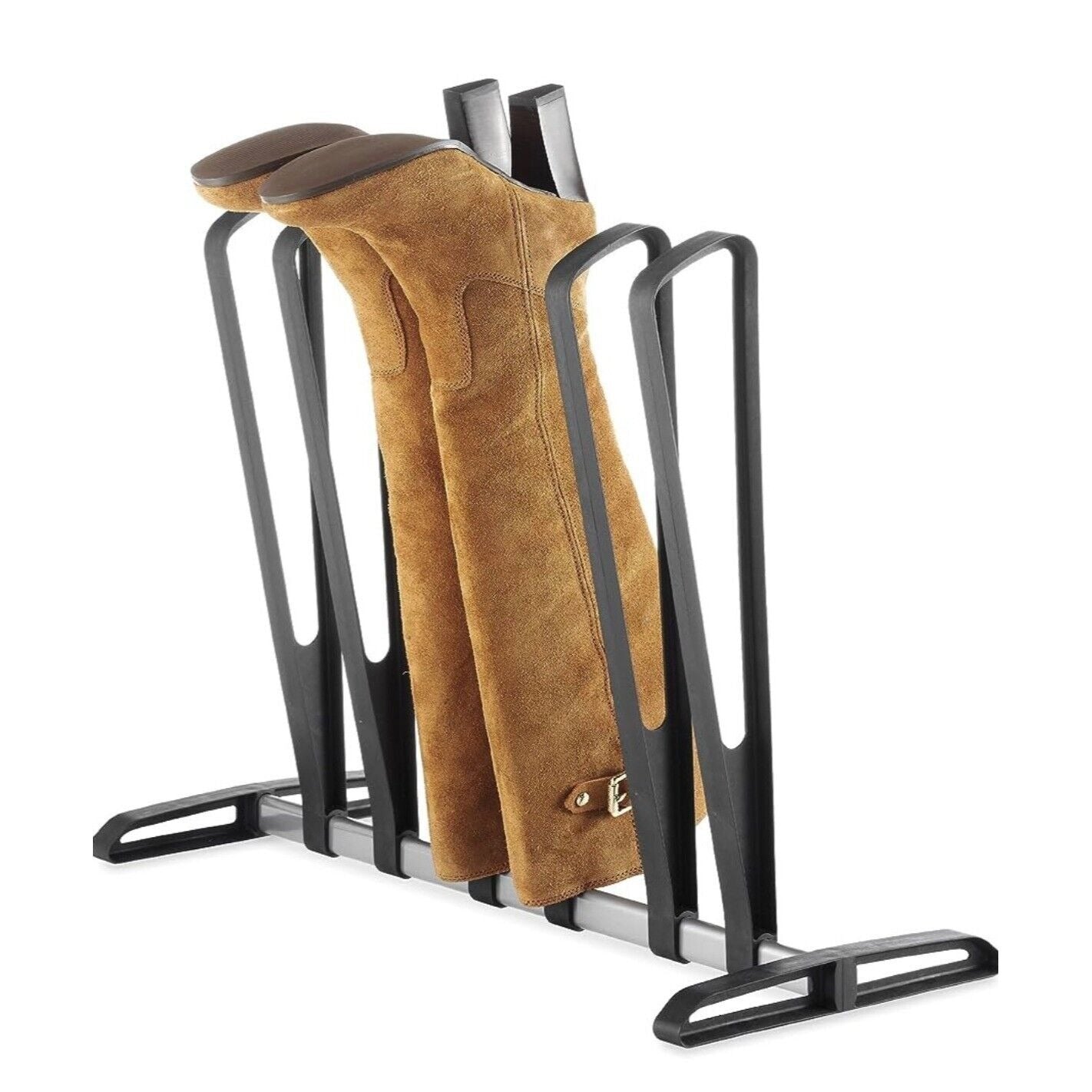 Boot Rack Holds 3 Pair Adjustable Heavy Duty Frame Black Chrome