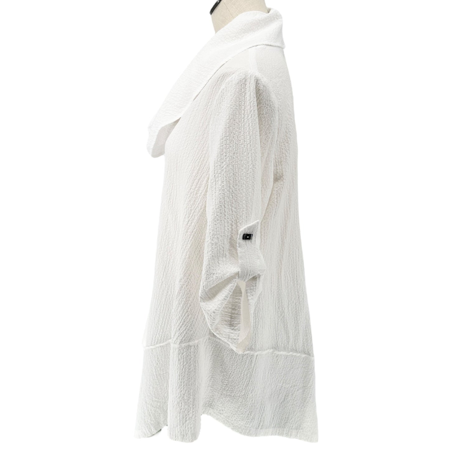 Moonlight Top Womens Oversized M Asymmetric Cowl Neck Breezy White Zip Pocket