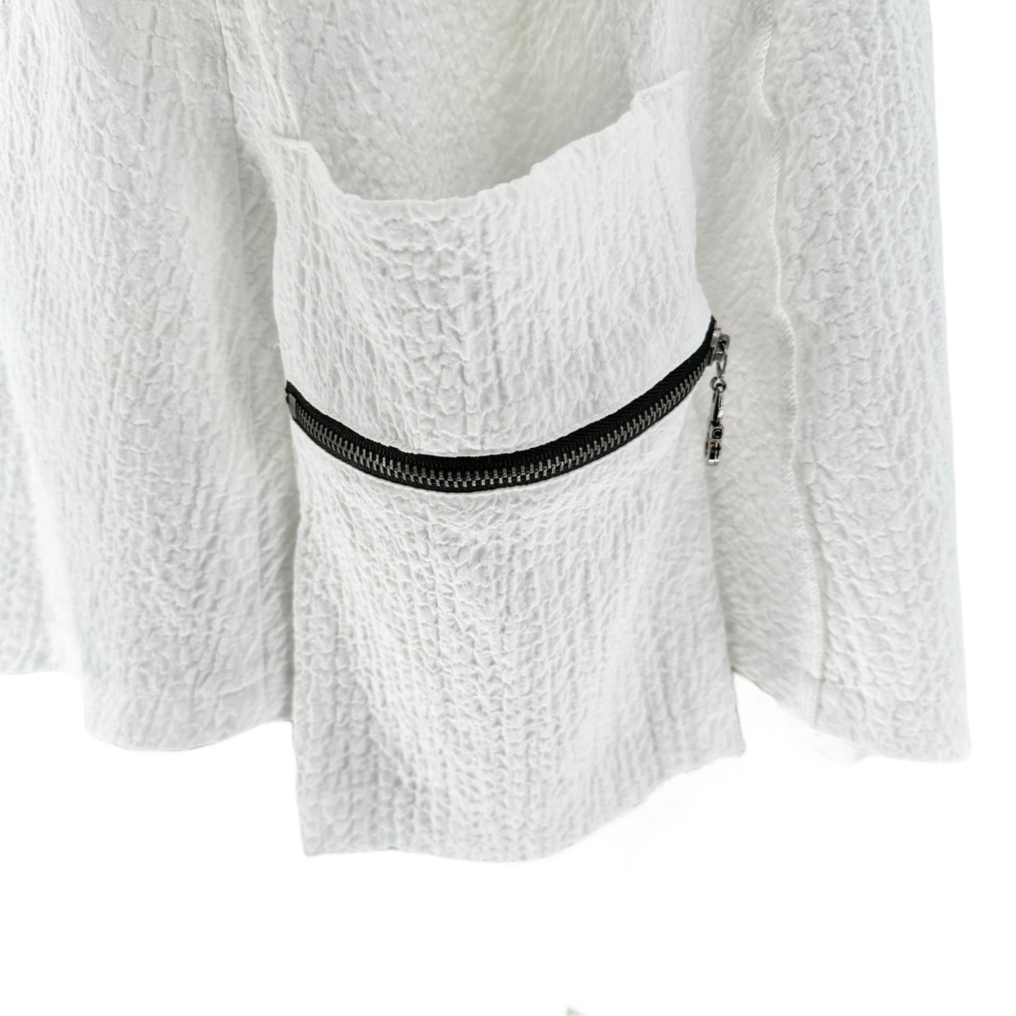Moonlight Top Womens Oversized M Asymmetric Cowl Neck Breezy White Zip Pocket