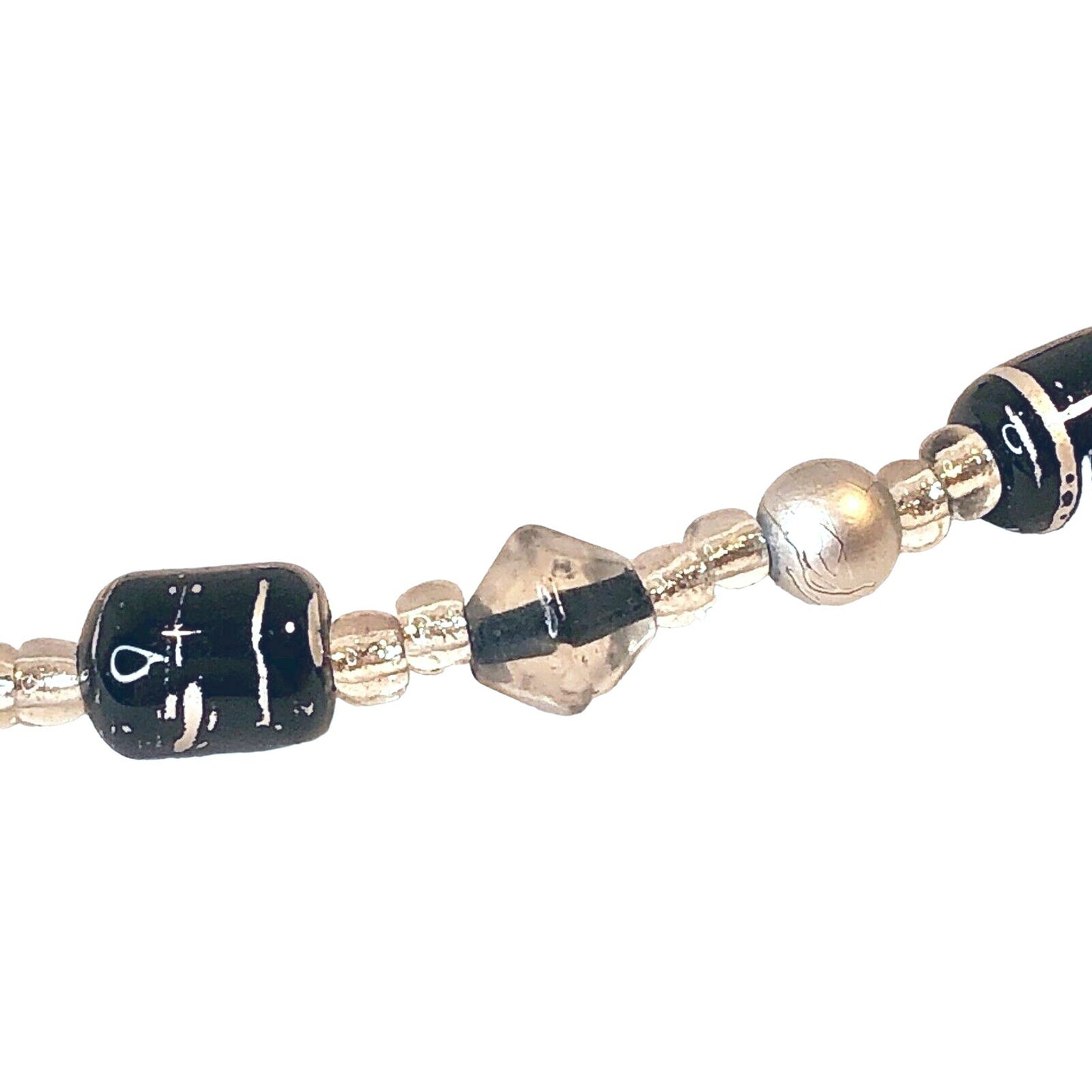 Handcrafted Necklace Black Clear & Silver Beads Simply Elegant Versatile NEW