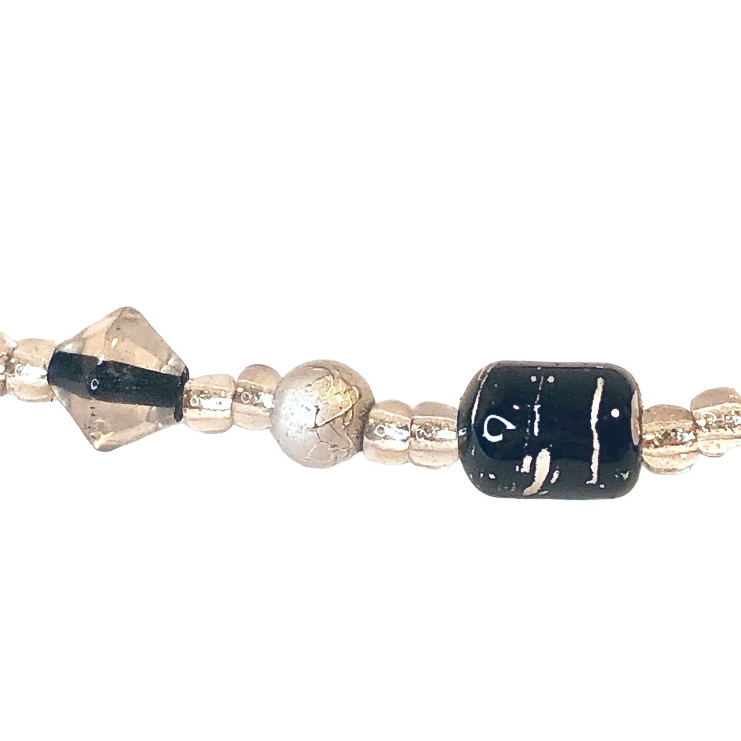 Handcrafted Necklace Black Clear & Silver Beads Simply Elegant Versatile NEW