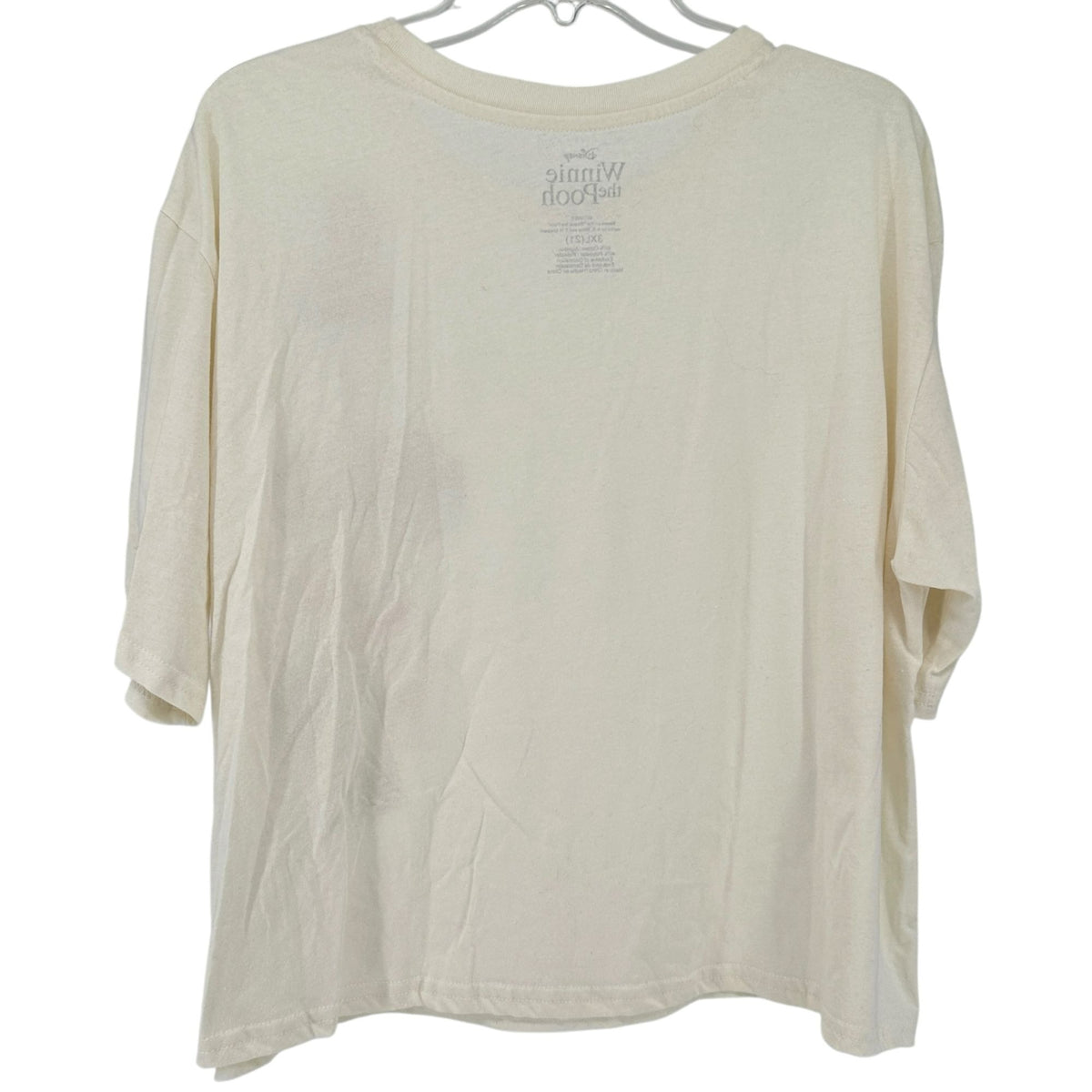 Disney Winnie The Pooh Ivory Cream Graphic T Shirt With Patches 3XL Cotton Blend