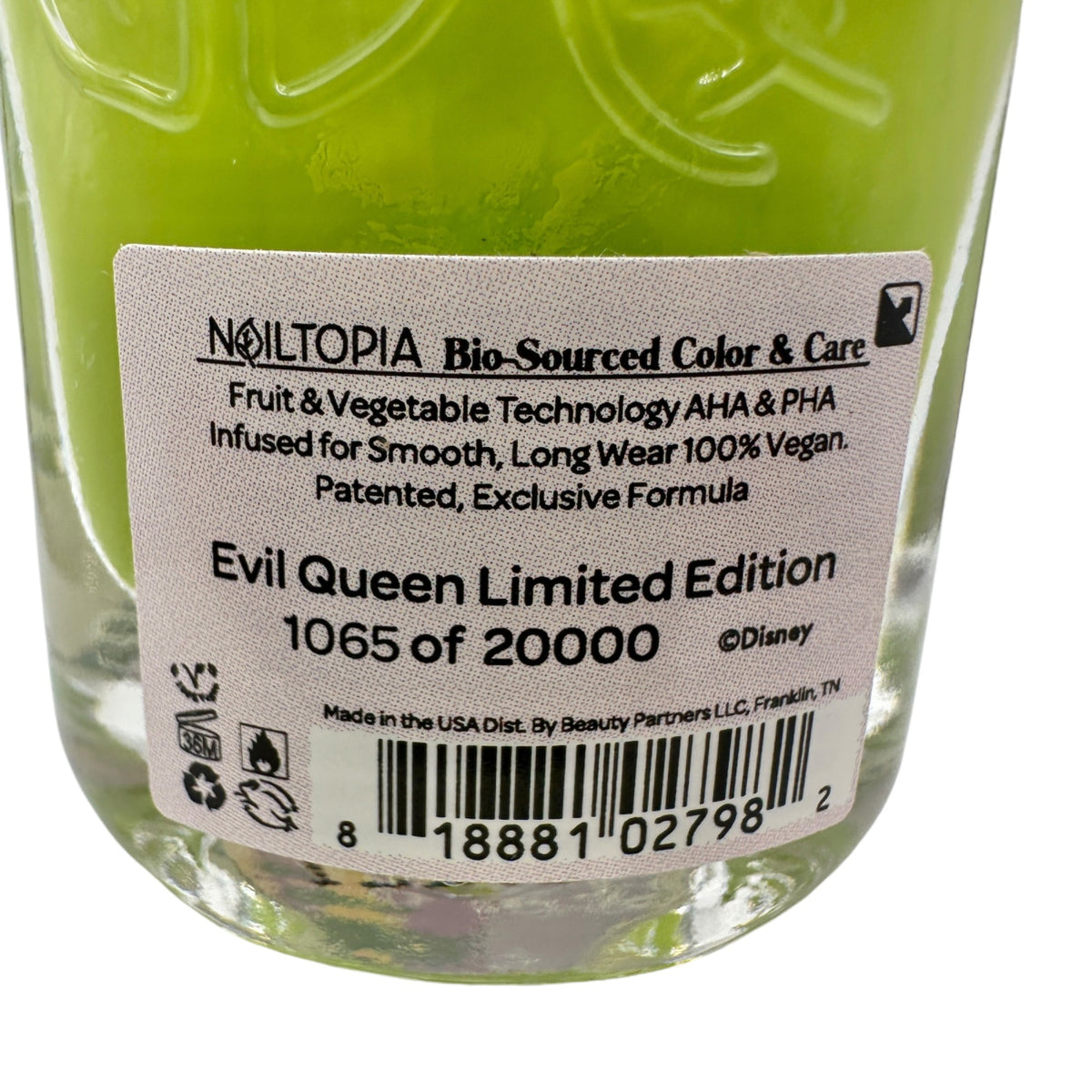 Nailtopia Bio-Sourced Nail Lacquer Disney Evil Queen Ltd Edition .41 Fl Oz Vegan