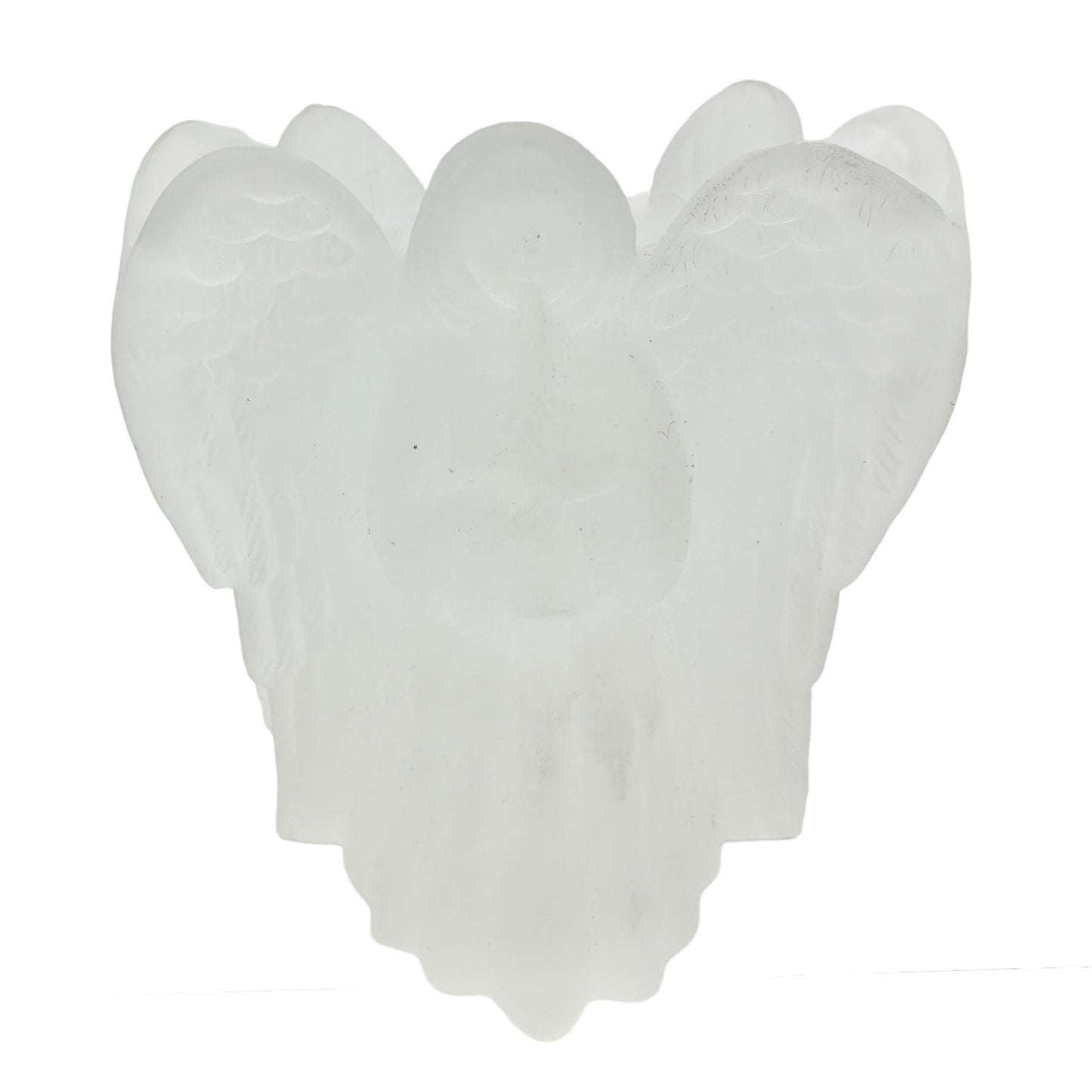 Enesco Glass Angels Candle Holder Frosted Votive 3 sided 4 x 4 x 4 in Box