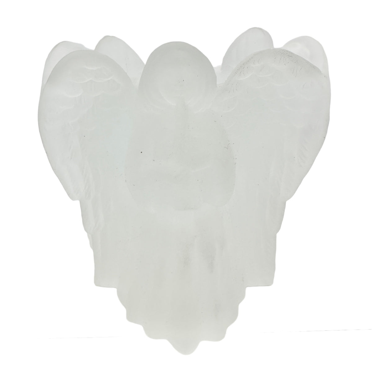 Enesco Glass Angels Candle Holder Frosted Votive 3 sided 4 x 4 x 4 in Box