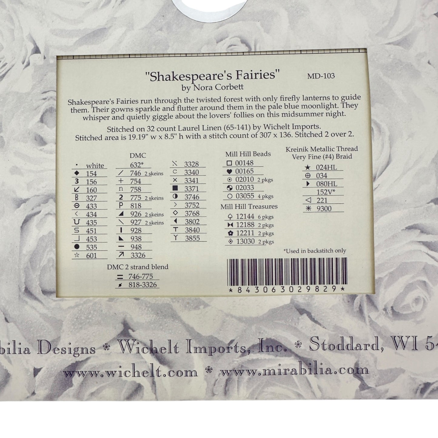 Mirabilia Designs SHAKESPEARES FAIRIES Cross Stitch Pattern MD-103 Nora Corbett