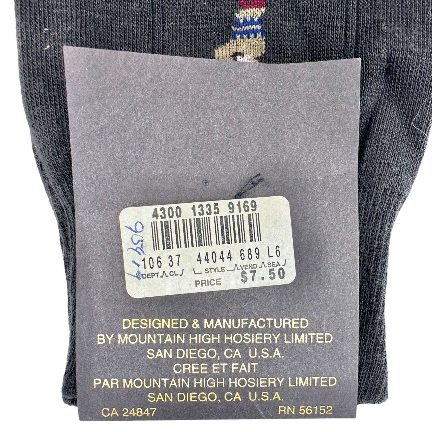 Mountain High Hosiery Socks Men's 10-13 TWO PAIRS Black Golfers and Paisley NWT