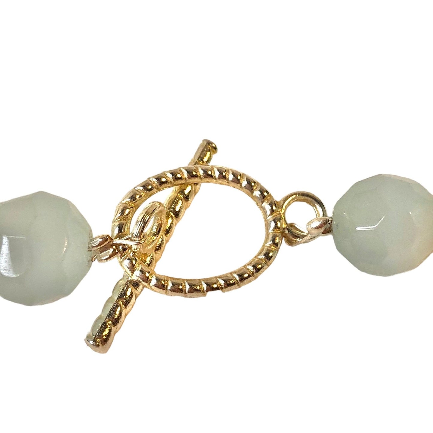 Handcrafted Beaded Necklace Green Beads with Leaves Spring White Jewelry NEW