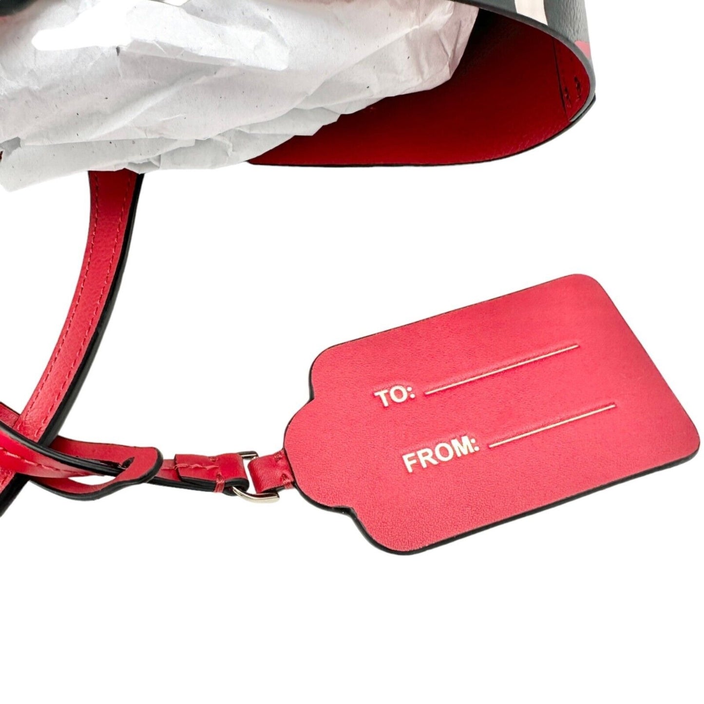 Kate Spade NY Tote Bag Black Pink Wrapping Party Design With Pouch Leather NEW