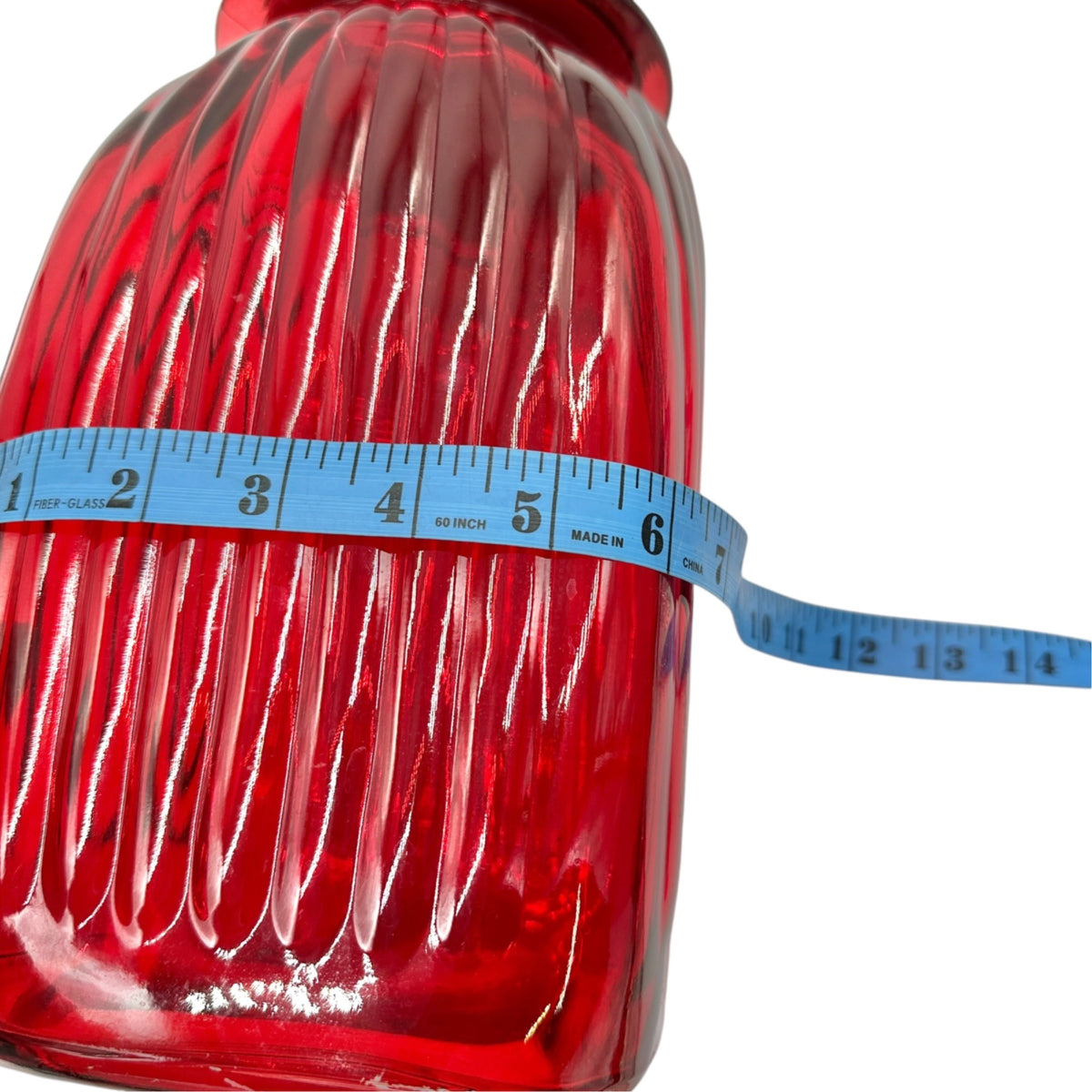 Ornate Red Glass Jar With Gold Tone Filigree Lid Decorative Accent Storage 15"H
