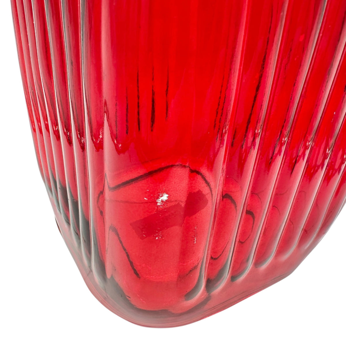 Ornate Red Glass Jar With Gold Tone Filigree Lid Decorative Accent Storage 15"H