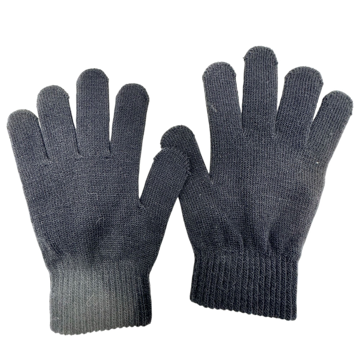 CC Knitted Beanie Hat Plus Stretch Gloves Black Unisex Warm Winter Accessories