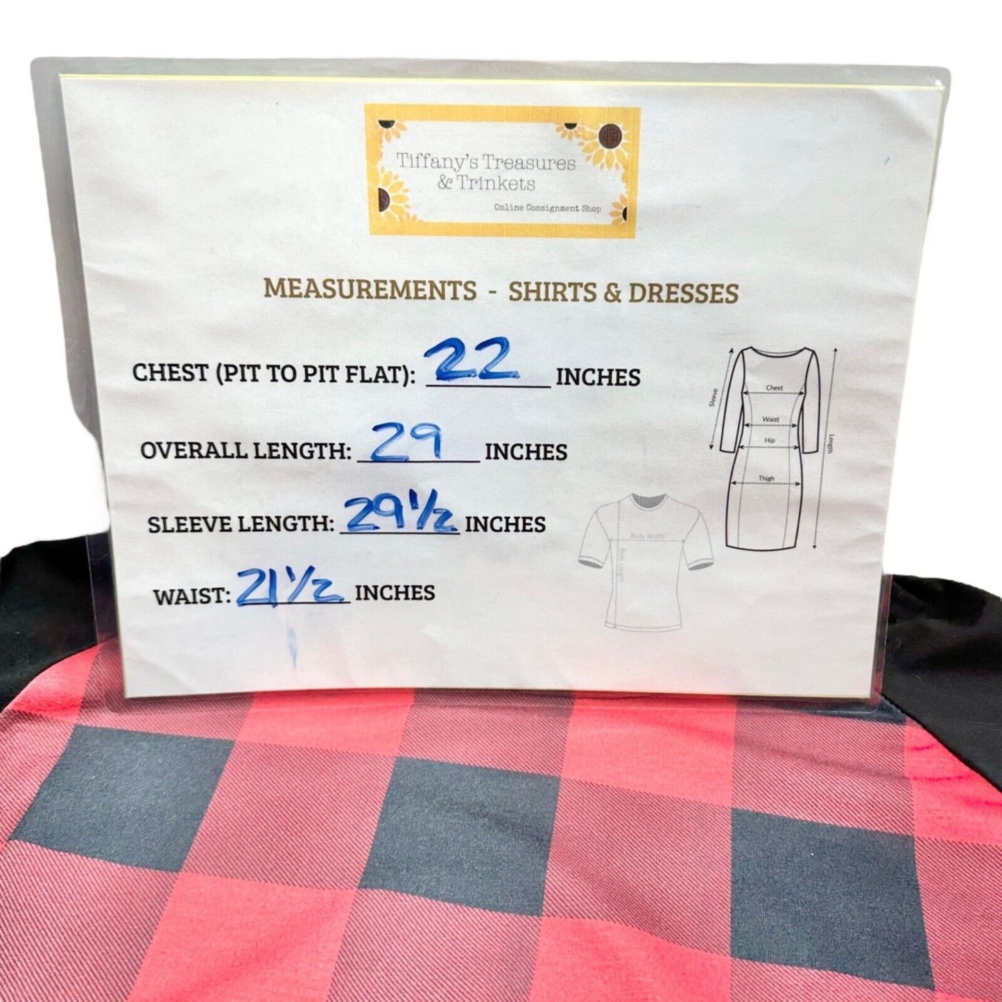 Shirt XL Red Buffalo Plaid Black Long Sleeve Crew Neck