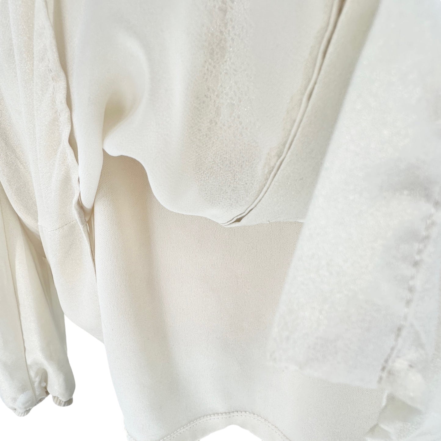 NY Collection Top Womens Small Cream Gold Shimmer 3/4 Sleeve Button Lace NWT