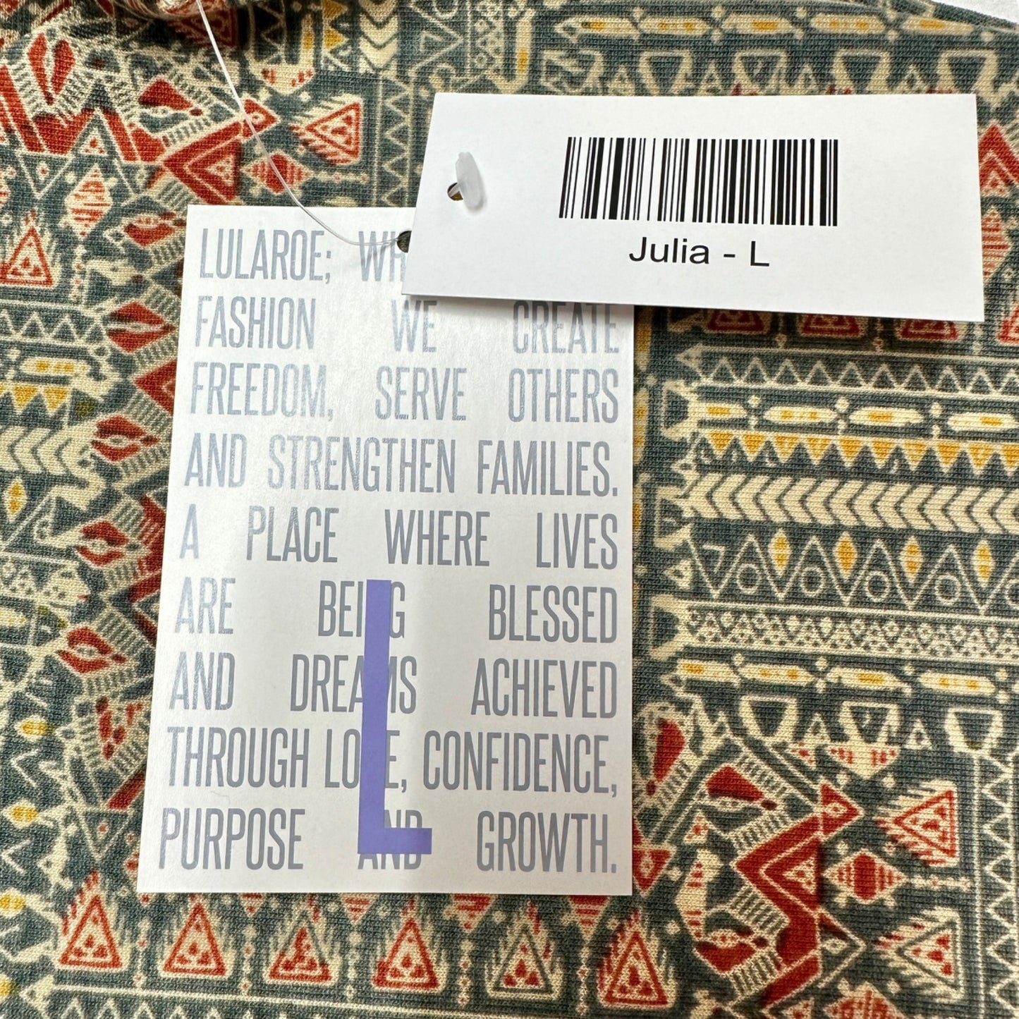 LuLaRoe Retired Julia Dress L Graphic Print Olive Green SS Form Fitting NWT