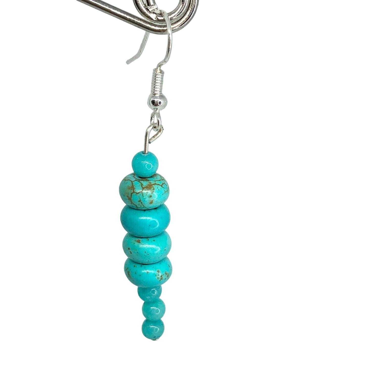 Handcrafted Beaded Drop Style Earrings Turquoise Blue Glass Beads Jewelry NEW