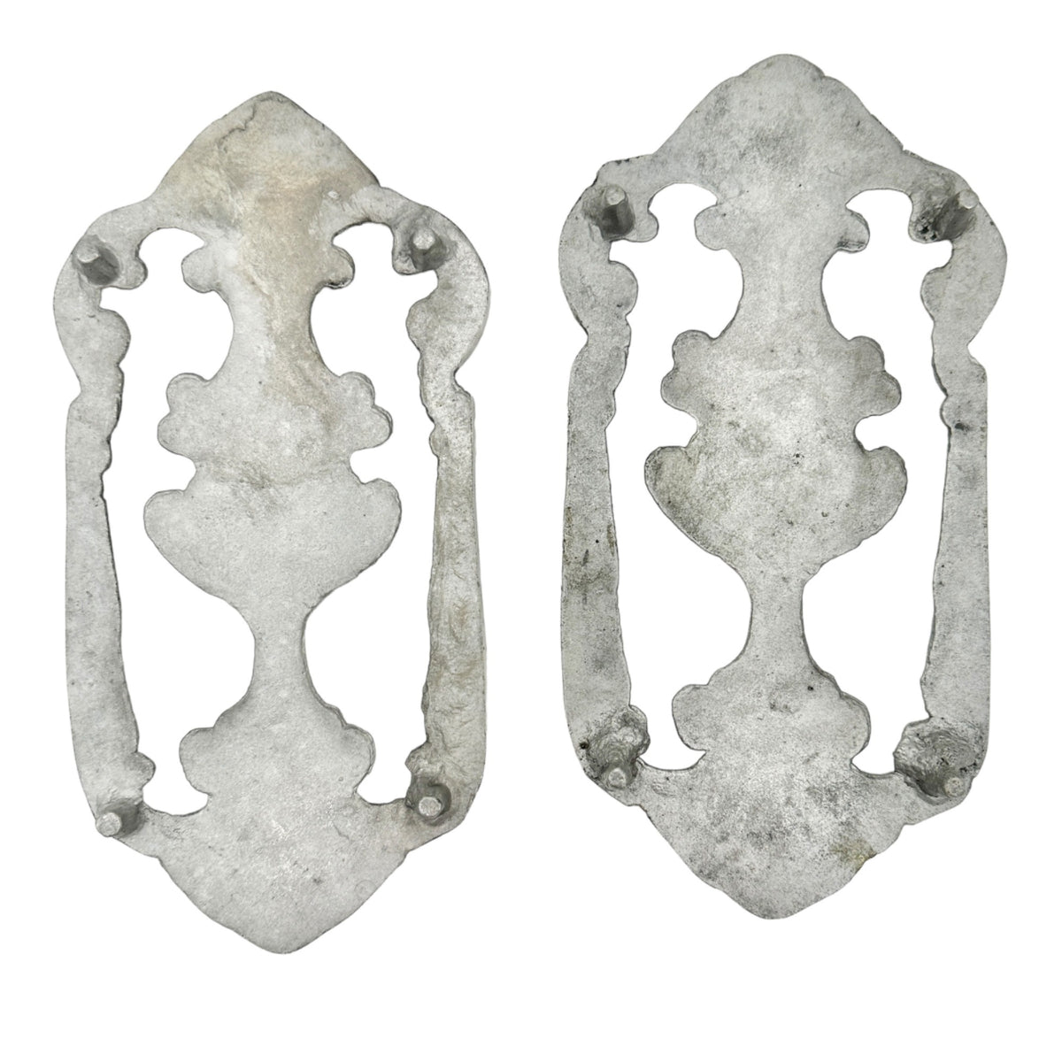 Set of 2 Ornate Trivets 10.5 x 5 Silver Scrollwork