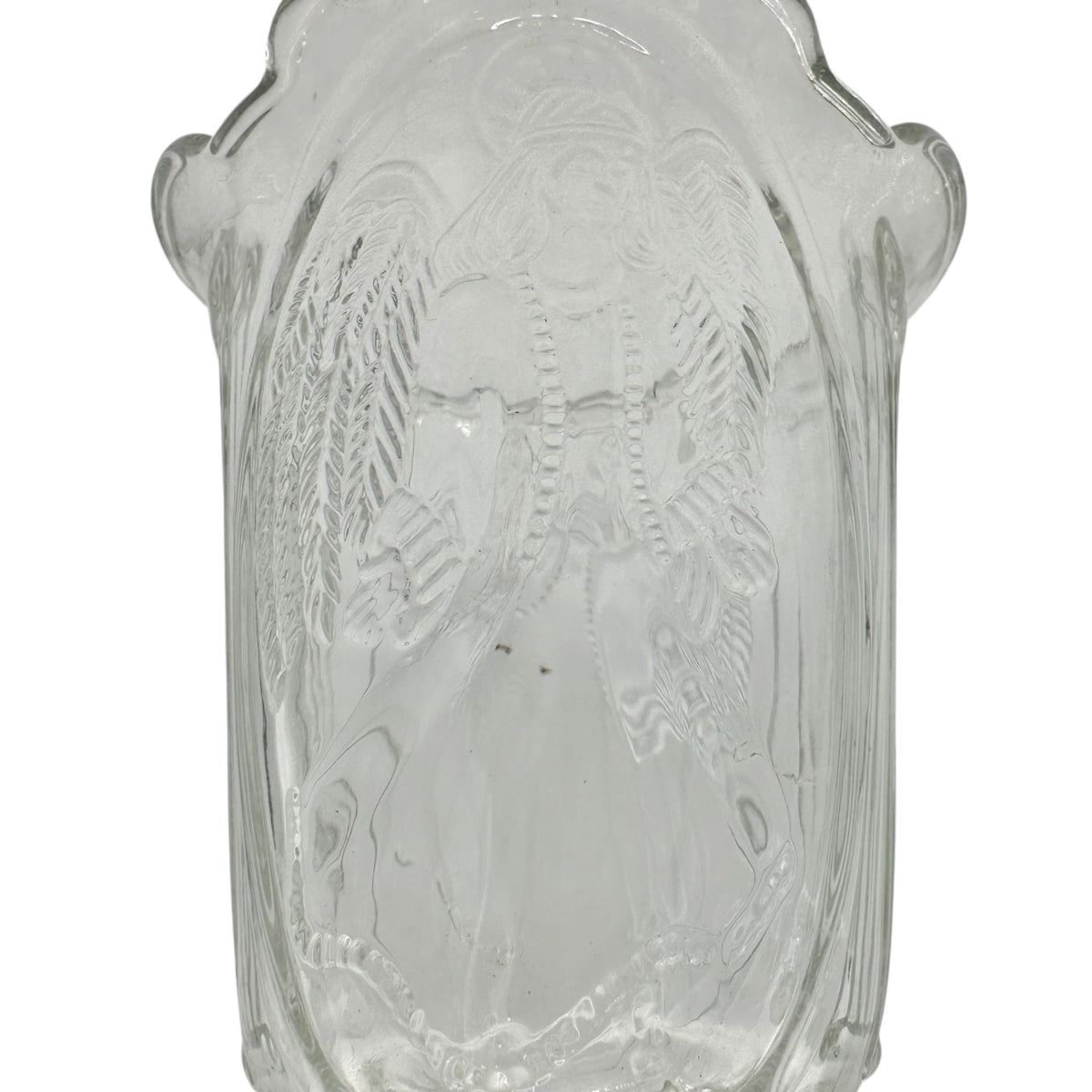 Pair Of Vintage Angel Embossed Glass Tulip Votive Holders For Candlesticks 5"H