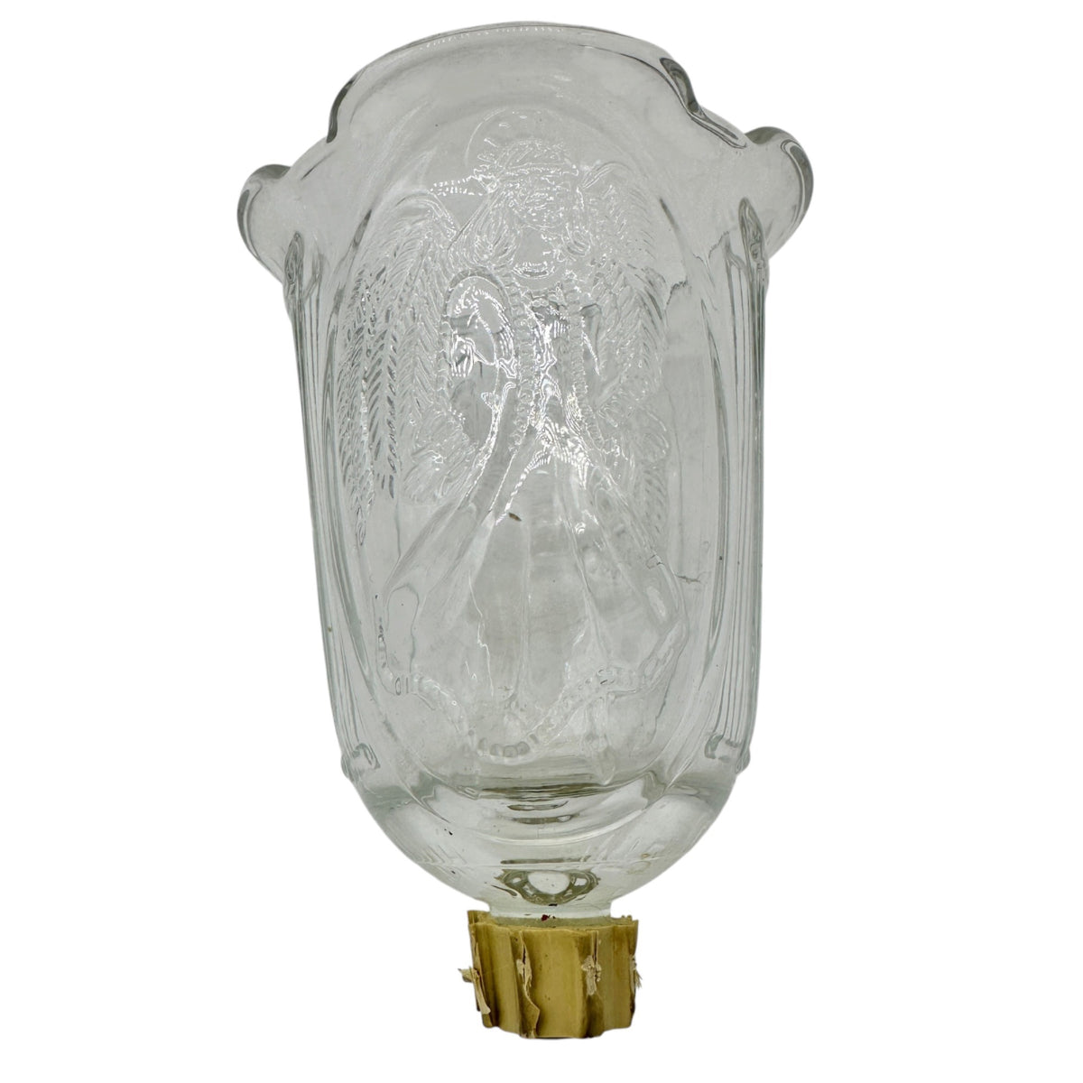 Pair Of Vintage Angel Embossed Glass Tulip Votive Holders For Candlesticks 5"H