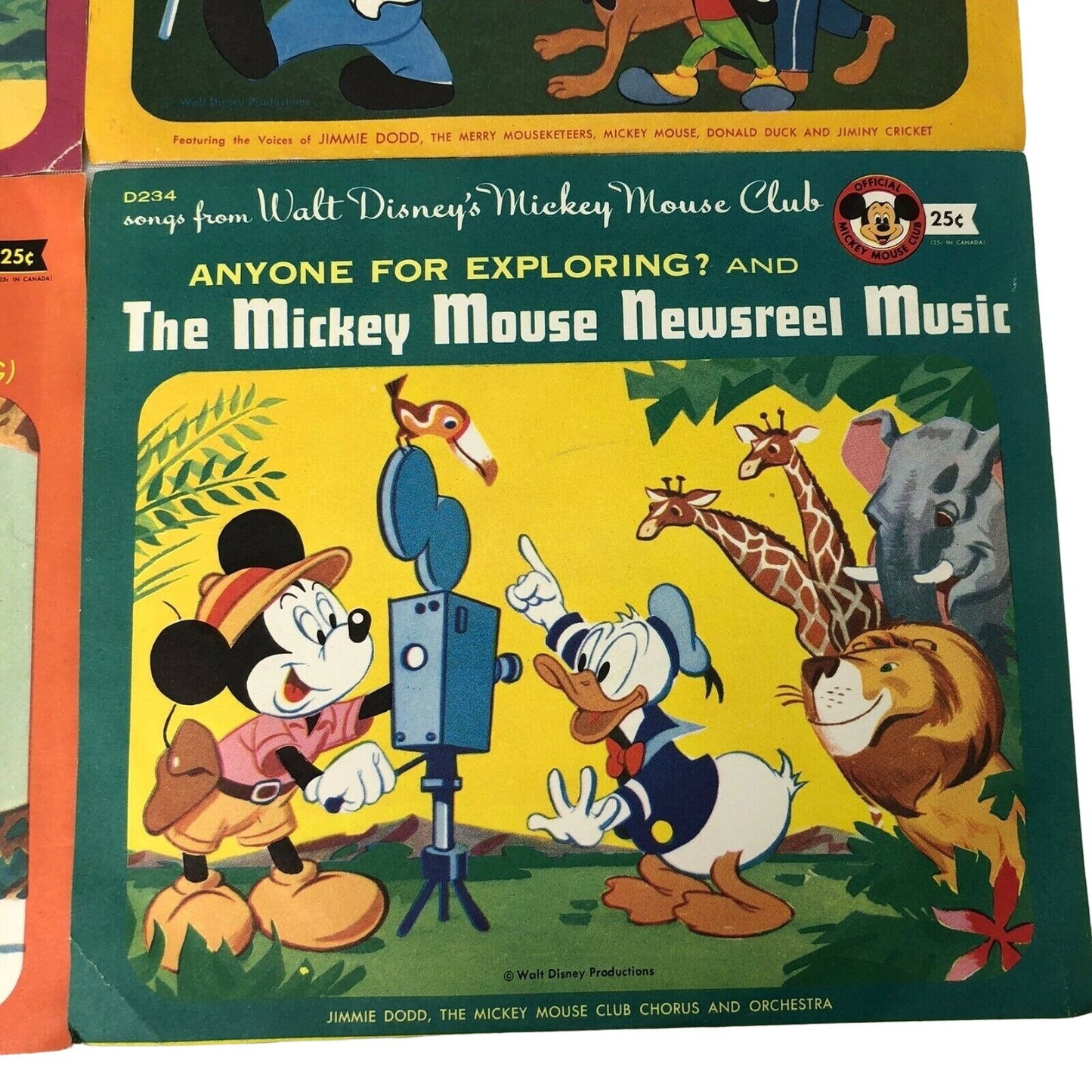 Set of 4 Disney Mickey Mouse Club Records Vintage theme song more fun