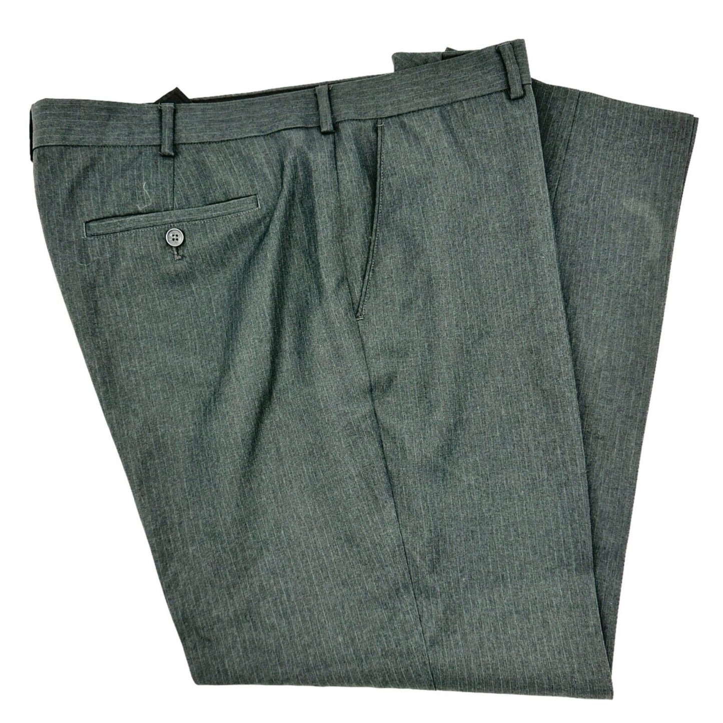 Van Heusen Mens Gray Pinstripe Dress Pants 40x30 Flat Front