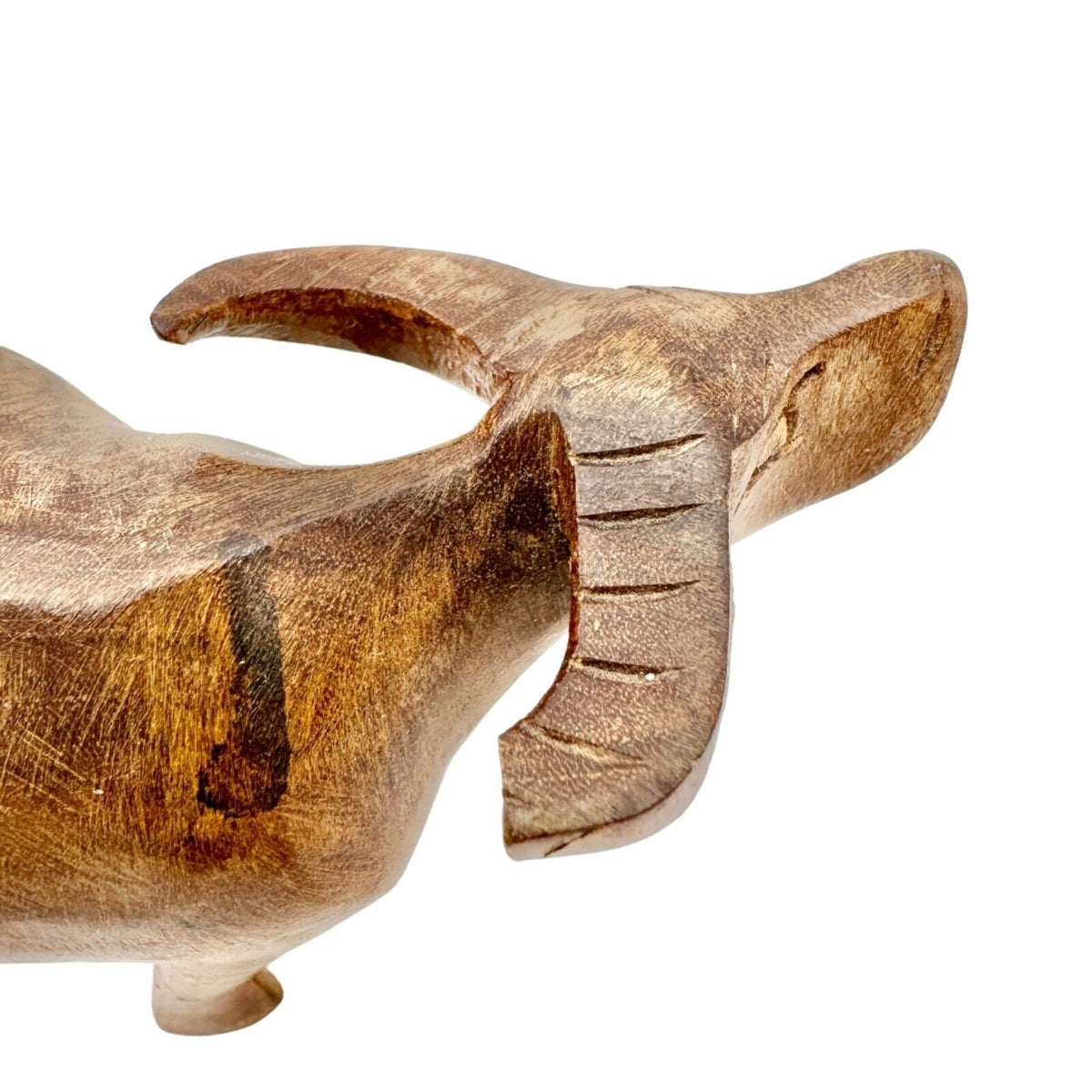 Set of 3 Wooden Animal Figures Elephant Ox Antelope Hand Carved in Kenya