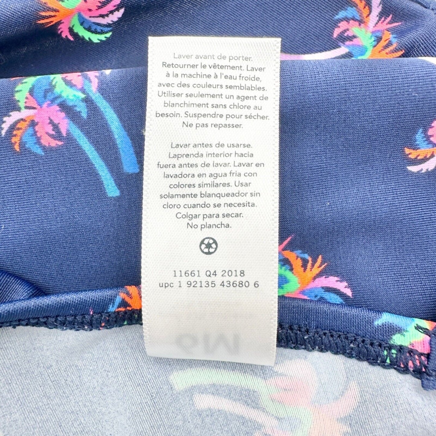 OshKosh B'gosh Baby 6M Swimsuit Navy Blue w/ Bright Palm Trees Off Shoulder Look