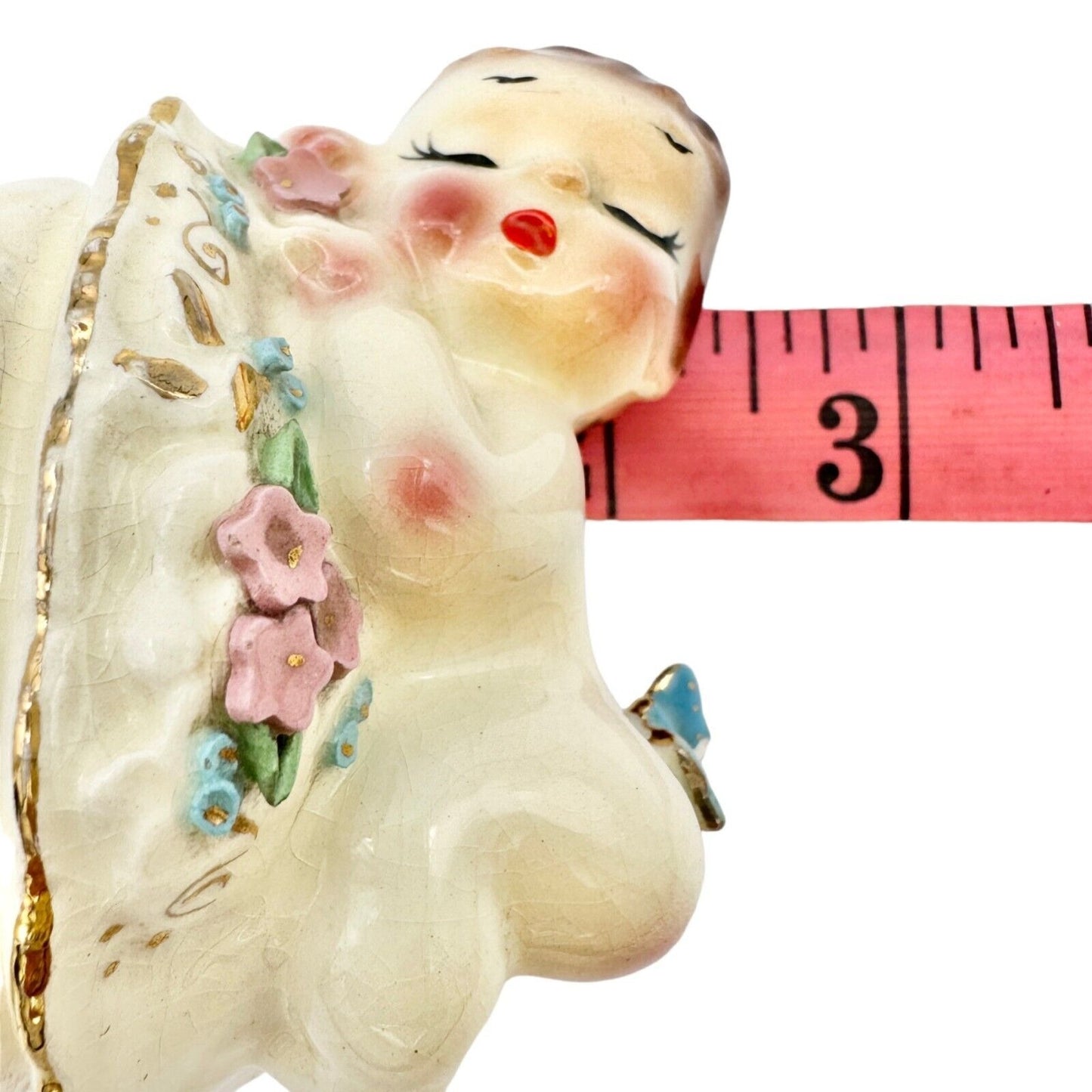 Vintage Josef Ceramic Sleeping Baby Figurine Pastels Shabby Chic Collectible