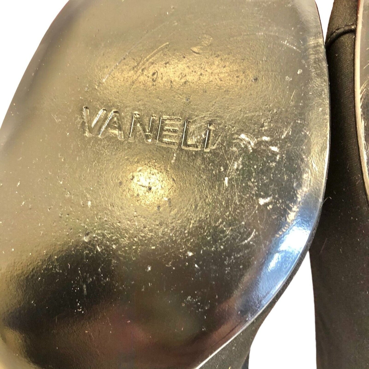 Van Eli Lorilyn Black Satin Womens 8.5 N Slingback Pumps Open Toe Bow Accent