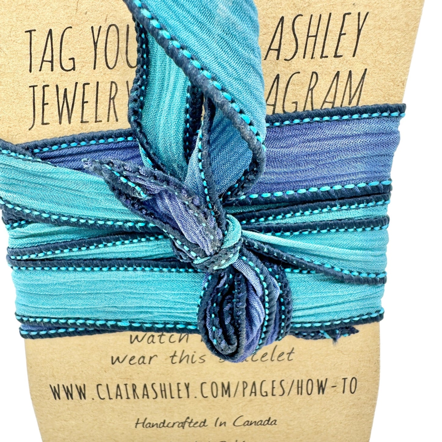 Silk Wrap Bracelet By Clair Ashley JUST GO Inscribed Pure Silk Ribbon