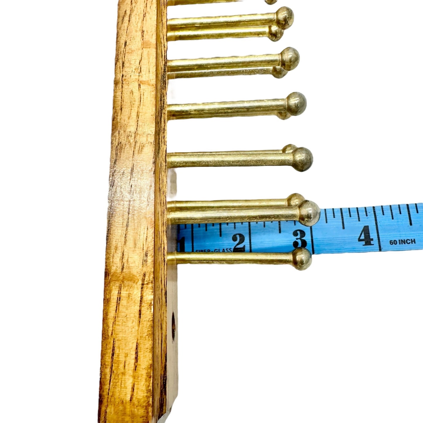 Wooden Tie Rack With Brass Pegs 20 x 3 x 2 Includes Mounting Hardware