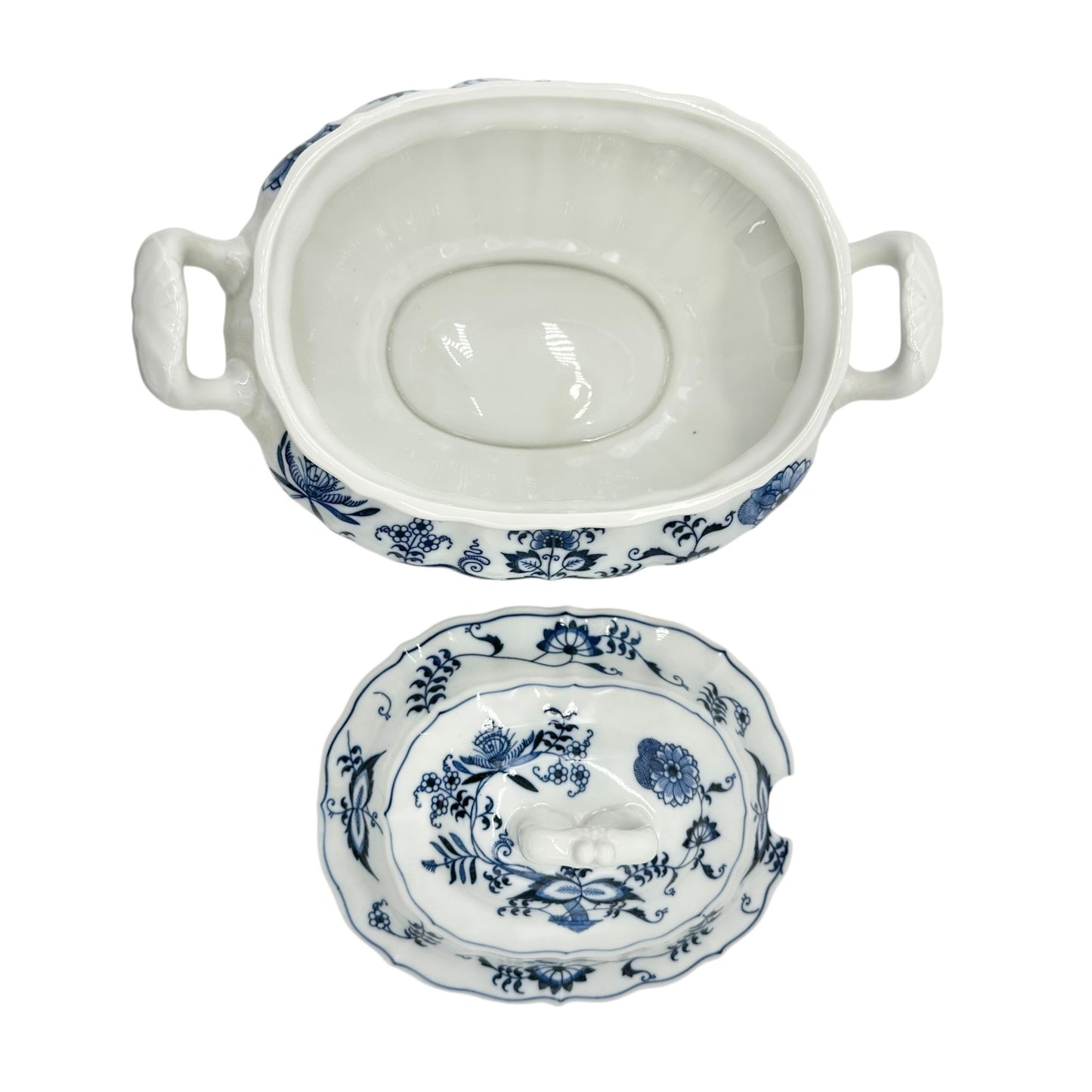 Blue Danube Soup Tureen With Lid 12 X 8 Floral Blue and White Porcelain Vintage