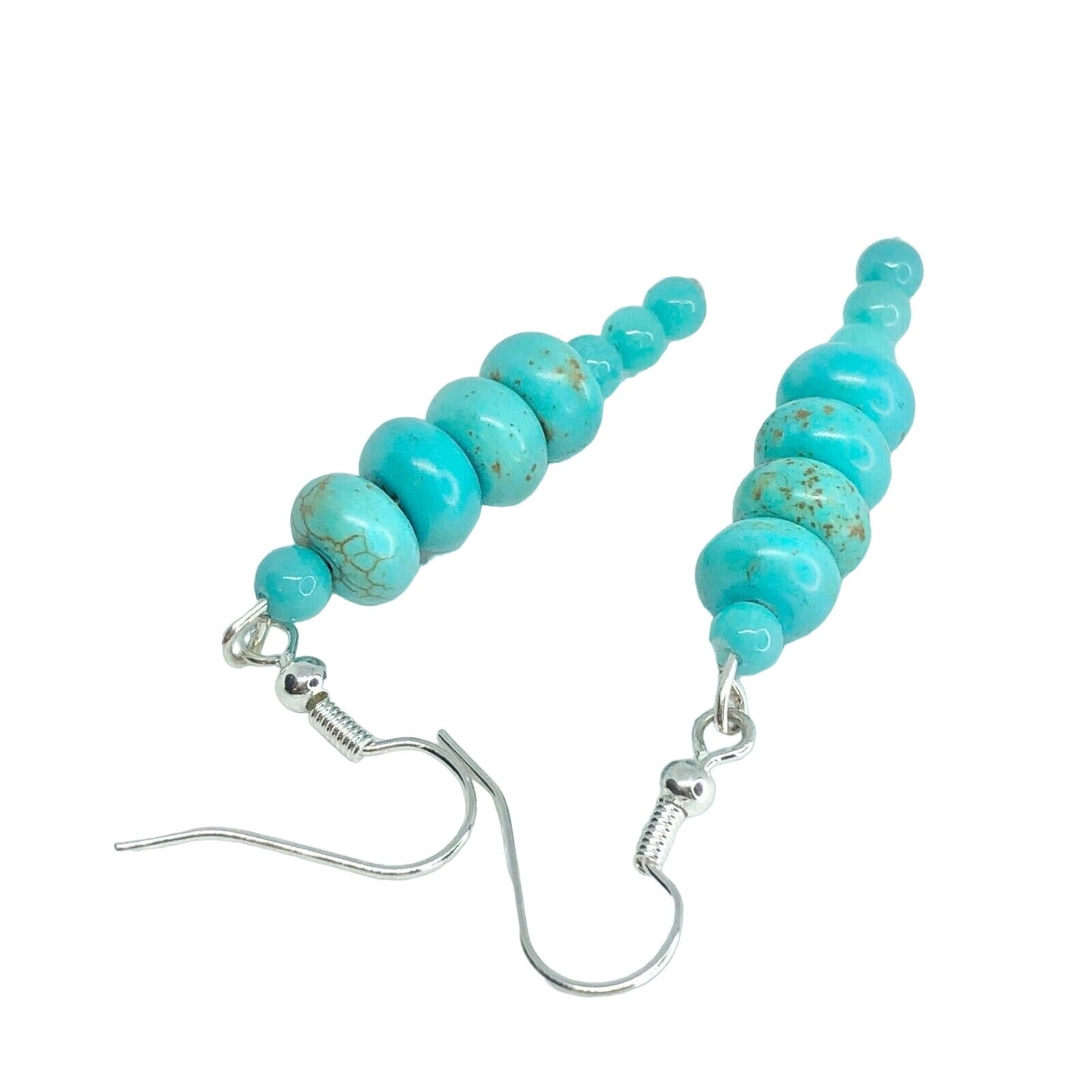 Handcrafted Beaded Drop Style Earrings Turquoise Blue Glass Beads Jewelry NEW