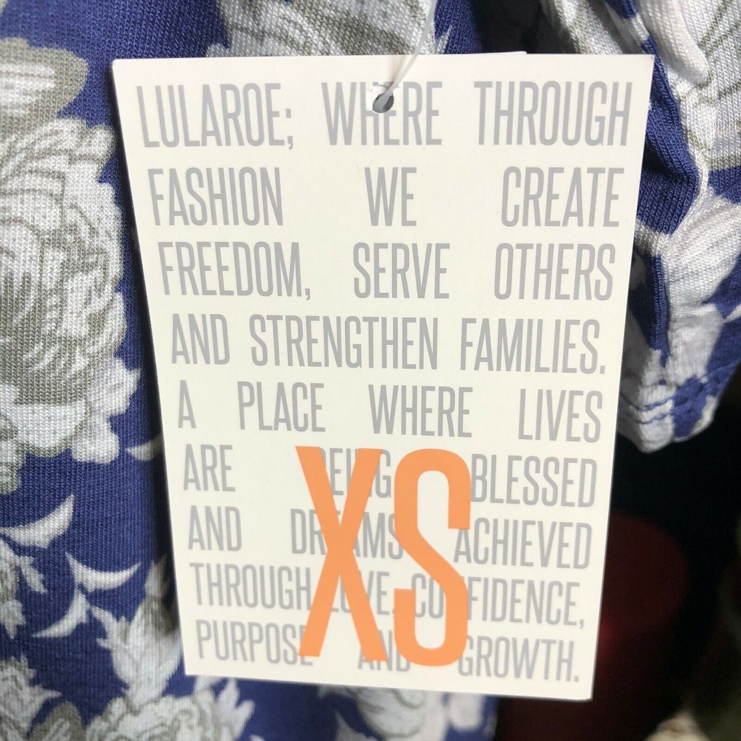 LuLaRoe RETIRED Irma Women's XS Blue with White Flowers mid-length sleeves NWT