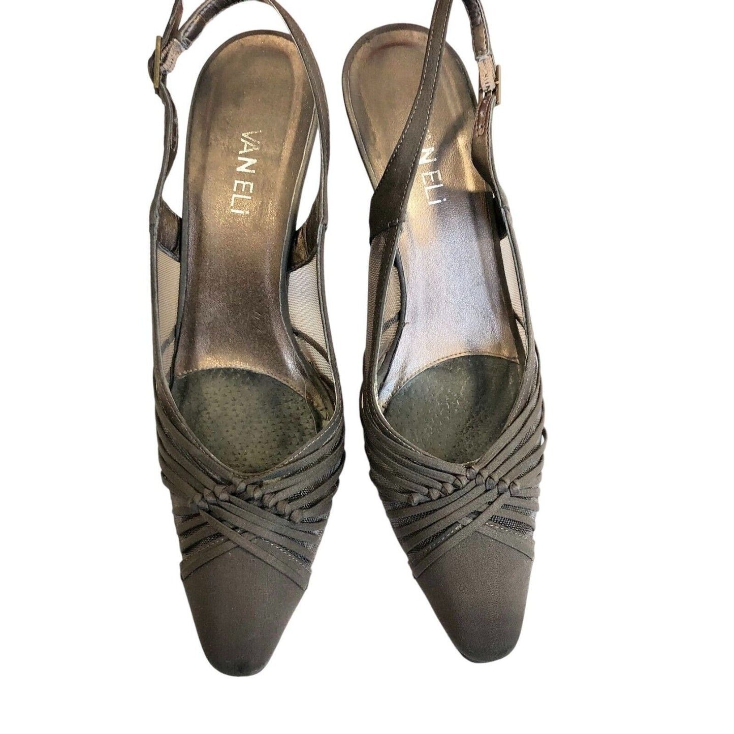 Vintage VANELi Macee Tmoro Pescafab Slingback Heeled Sandal Shoes Brown 8 1/2 N