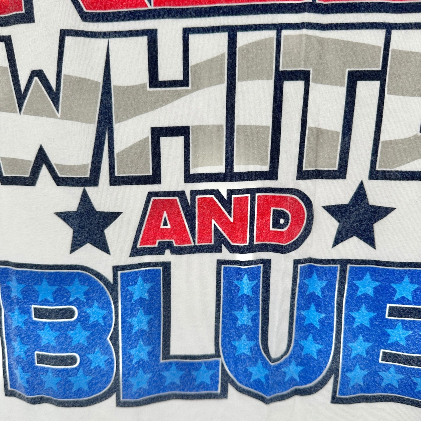 Way To Celebrate! Patriotic T-Shirt L White "True To The Red White And Blue"