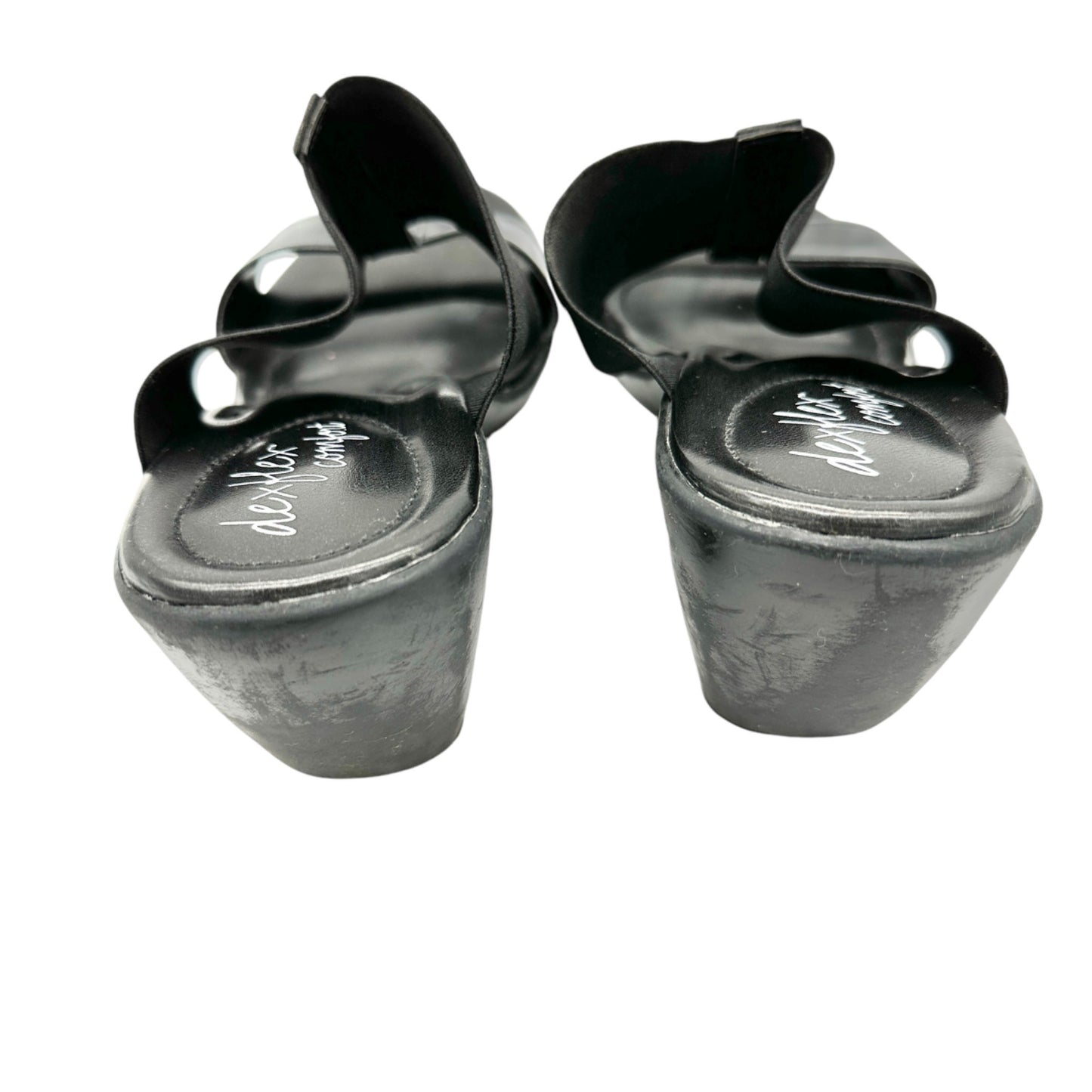 Dexflex Comfort Sandals Size 9 Black 2.5 inch Wedge Heels Studded Straps Slip On