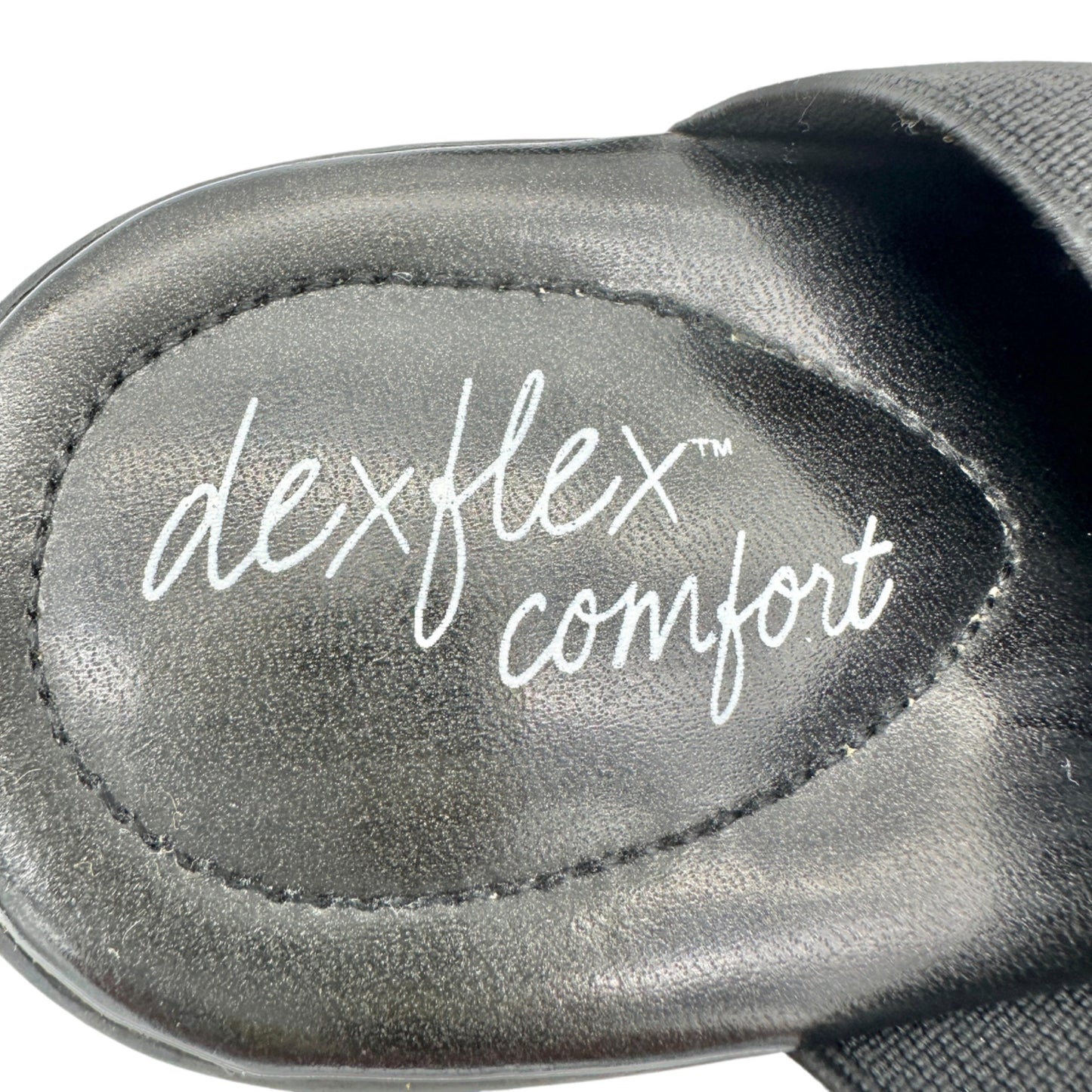 Dexflex Comfort Sandals Size 9 Black 2.5 inch Wedge Heels Studded Straps Slip On