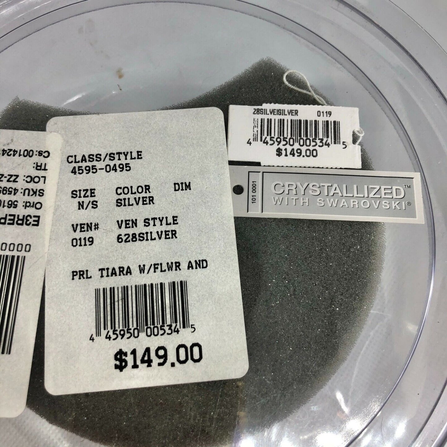 Elegant Wedding Tiara Silver Swarovski Crystals Pearls Bride David's Bridal