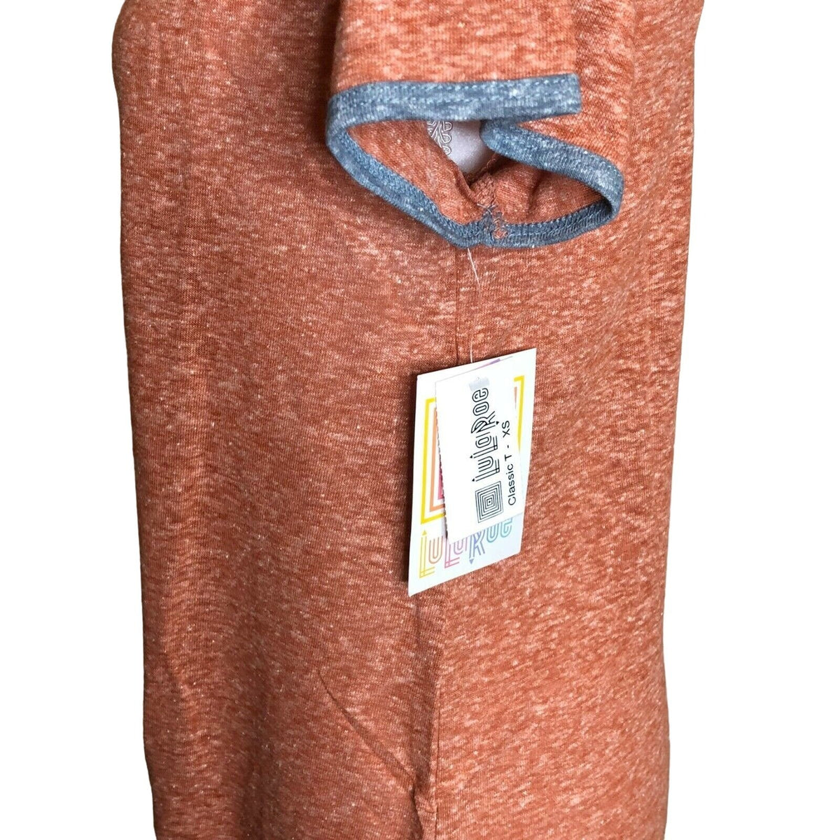 LuLaRoe Classic T Women's Extra Small Top Heather Orange Gray Trim NWT