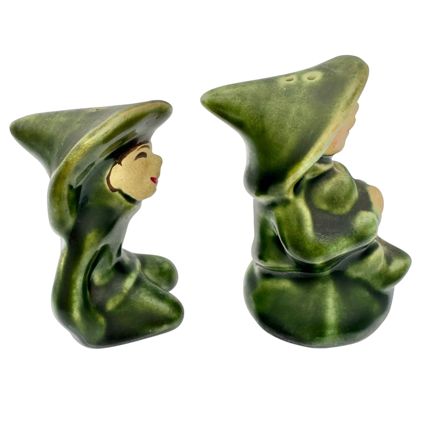 Elbee Art Vtg Salt & Pepper Shakers Set Pixie Elf Pottery Cleveland OH