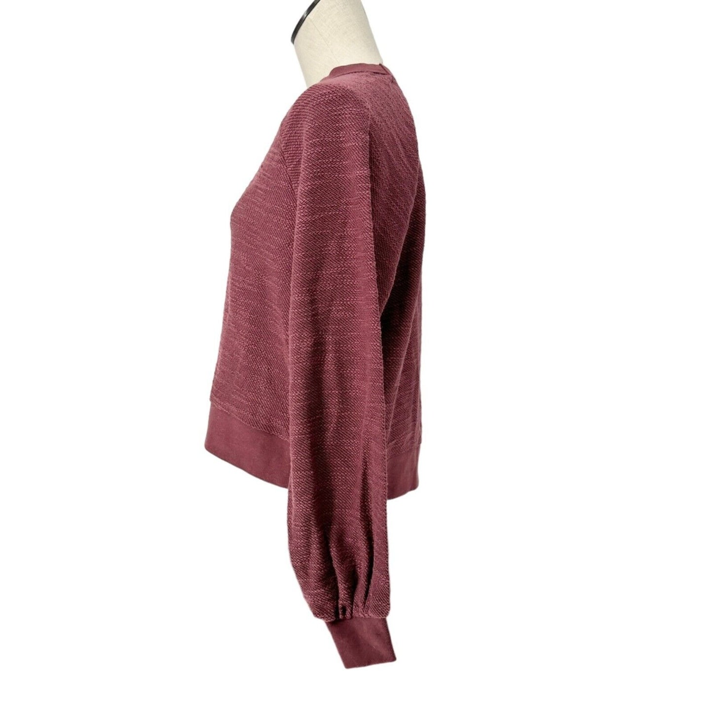 O'Neill Kennedy Top Women's Small Maroon LS Gathered Waist Cut-Out V-neck NWT