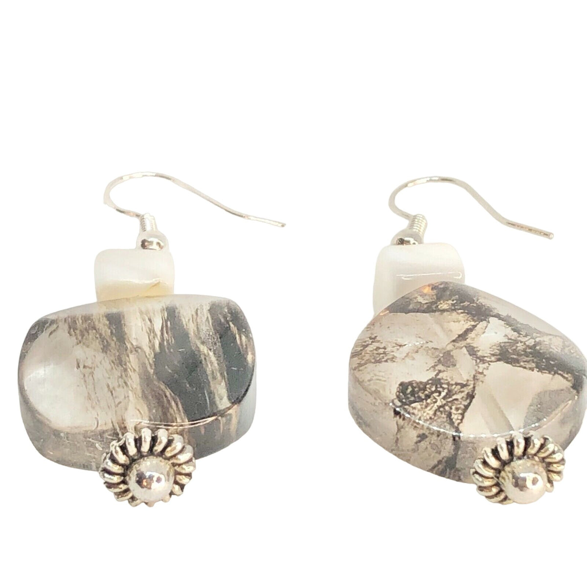 Handcrafted Dangle Earrings Unique Marble-Effect Glass Lightweight & Stylish