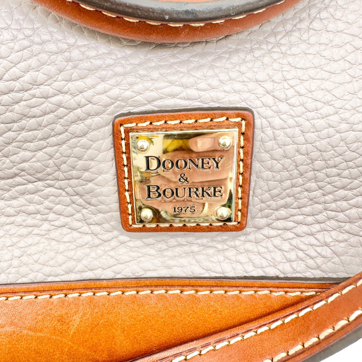 Dooney and Bourke Pebbled Leather Satchel Tan Trim Red Inside Handles Opt Strap