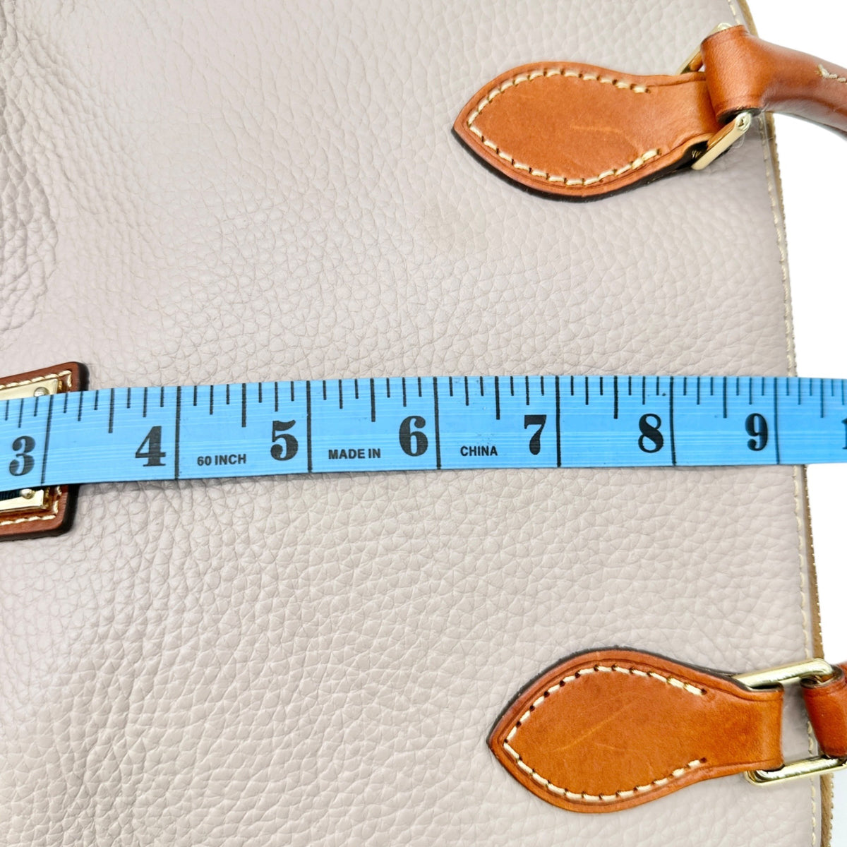 Dooney and Bourke Pebbled Leather Satchel Tan Trim Red Inside Handles Opt Strap