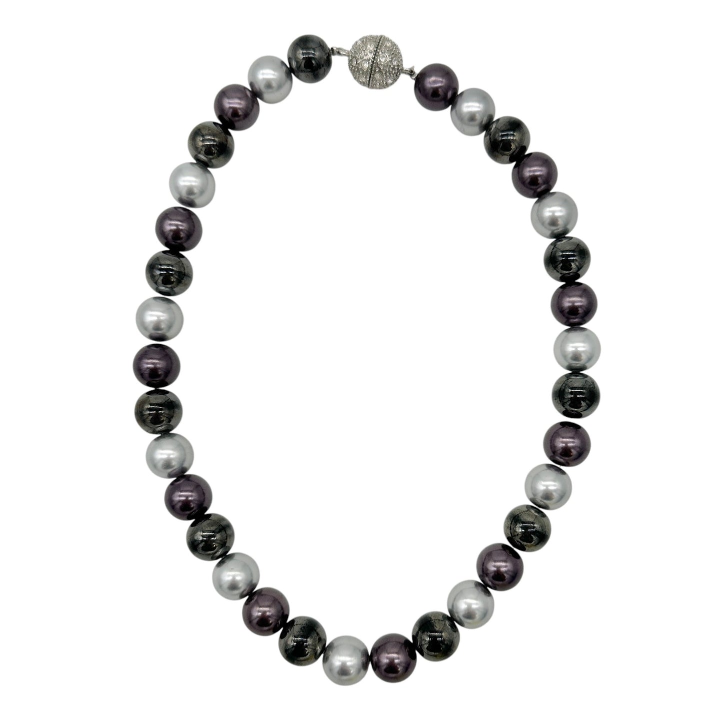 Premier Designs Multicolor Faux Pearl Necklace 14 inch Rhinestone Magnetic Clasp