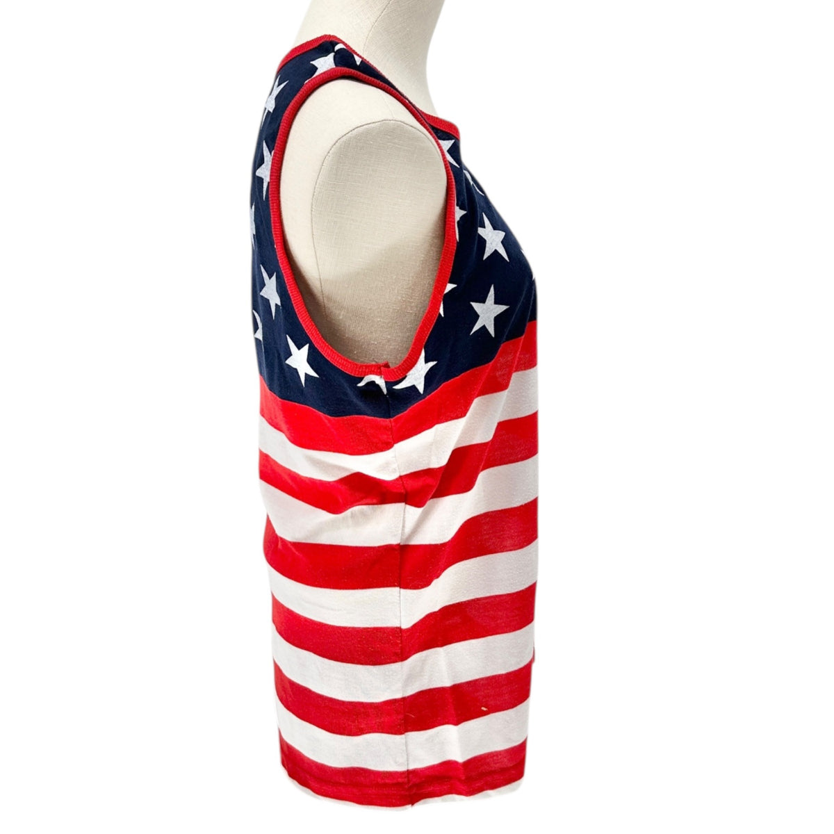 Patriotic American Flag Tank Top Mens Small Stars Stripes Pacific Surf Polyester