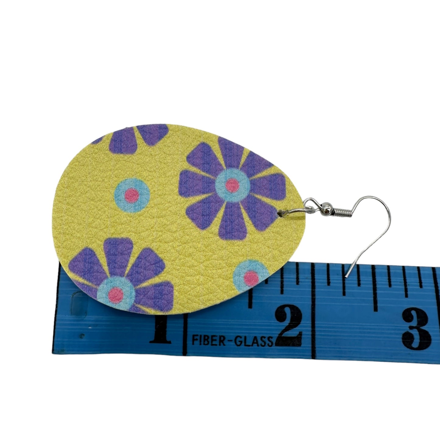 Two Pairs Easter Egg Earrings White Bunnies on Pink Purple Flowers on Yellow